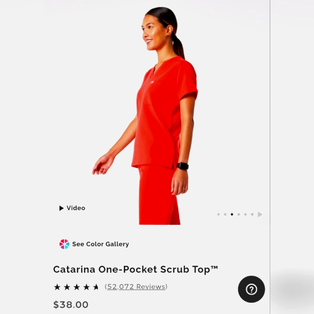 Figs Scrub Top - Bright Red